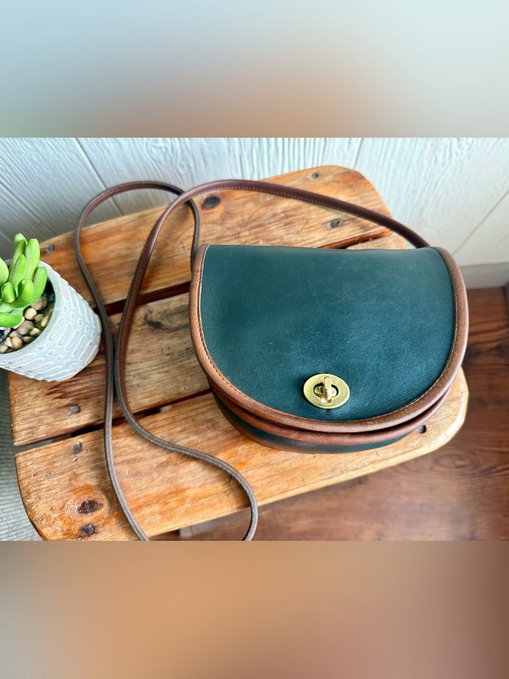 Vintage Coach Mini Spectator Bag in Green/Brown